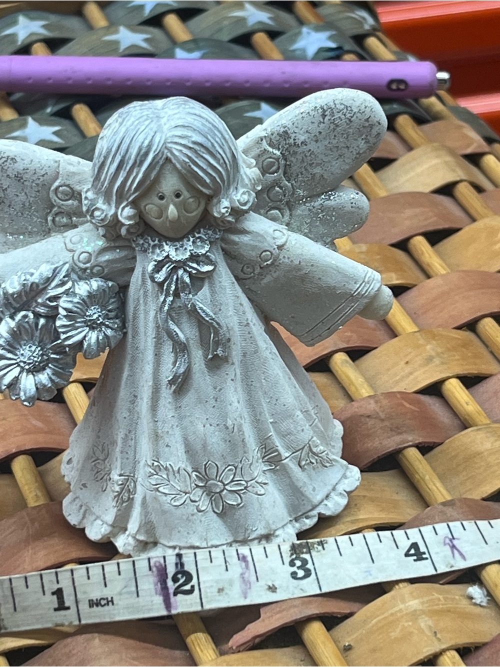 Decorative Cream Angel Figurine | Floral Garden Accent